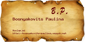 Bosnyakovits Paulina névjegykártya